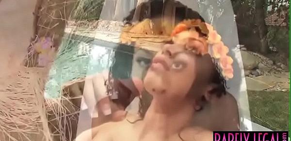 Curly haired beauty Serena Ali plowed after poolside party