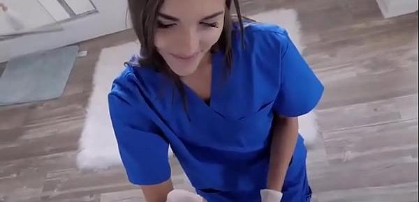 Sexy brunette nurse getting shagged