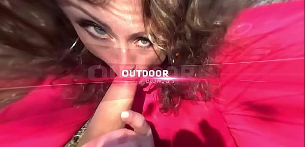 Outdoor sex session with busty brunette hair hair